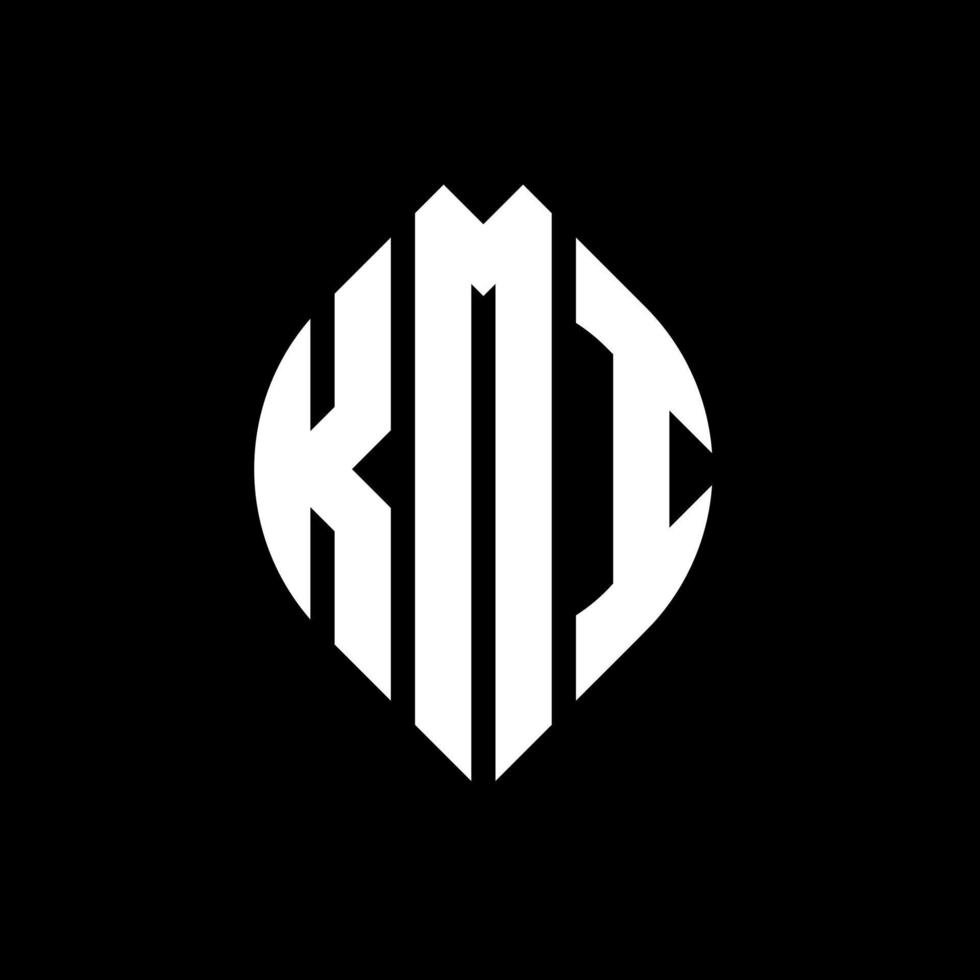 kmi-Kreisbuchstaben-Logo-Design mit Kreis- und Ellipsenform. kmi Ellipsenbuchstaben mit typografischem Stil. Die drei Initialen bilden ein Kreislogo. kmi-Kreis-Emblem abstrakter Monogramm-Buchstaben-Markierungsvektor. vektor