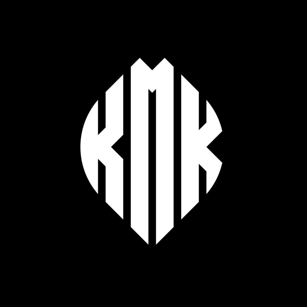 kmk-Kreisbuchstaben-Logo-Design mit Kreis- und Ellipsenform. kmk Ellipsenbuchstaben mit typografischem Stil. Die drei Initialen bilden ein Kreislogo. kmk-Kreis-Emblem abstrakter Monogramm-Buchstaben-Markierungsvektor. vektor