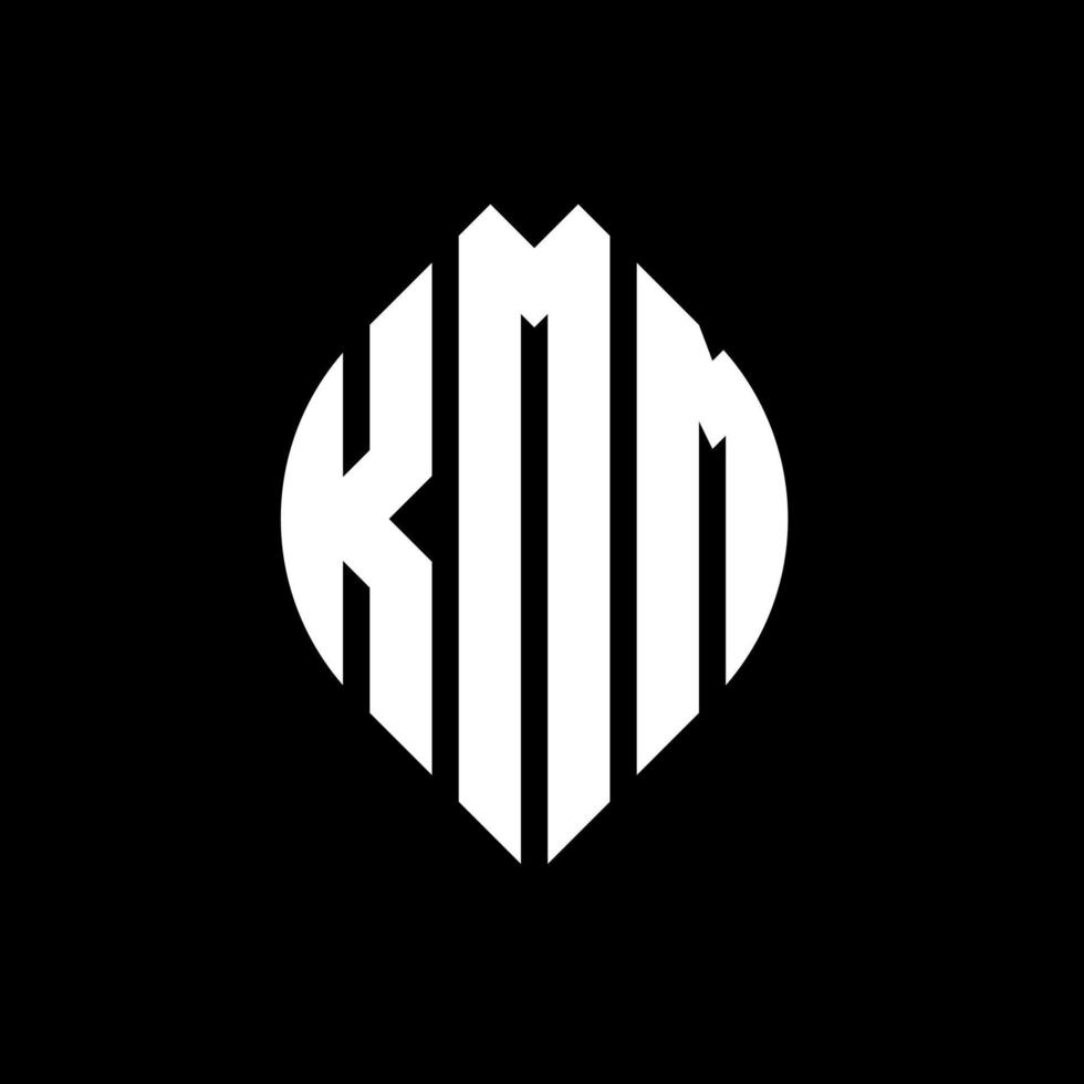 kmm cirkelbokstavslogotypdesign med cirkel och ellipsform. kmm ellipsbokstäver med typografisk stil. de tre initialerna bildar en cirkellogotyp. kmm cirkel emblem abstrakt monogram brev märke vektor. vektor