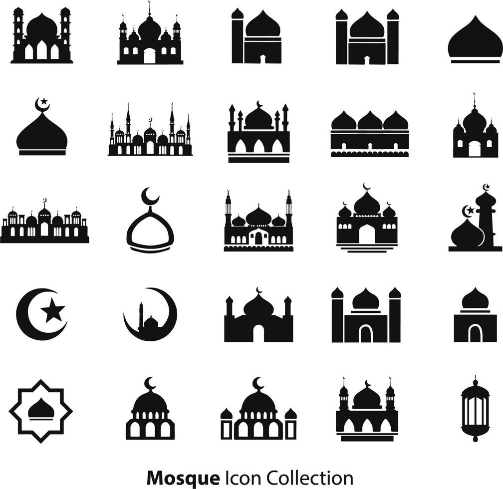 Moscheeikonen stellten Vektorillustration auf weißem Hintergrund ein vektor