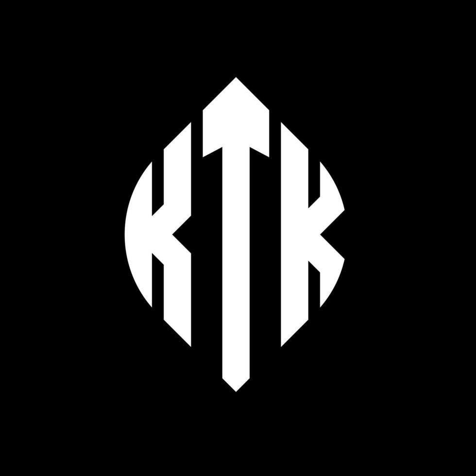 ktk cirkelbokstavslogotypdesign med cirkel och ellipsform. ktk ellipsbokstäver med typografisk stil. de tre initialerna bildar en cirkellogotyp. ktk cirkel emblem abstrakt monogram bokstav märke vektor. vektor