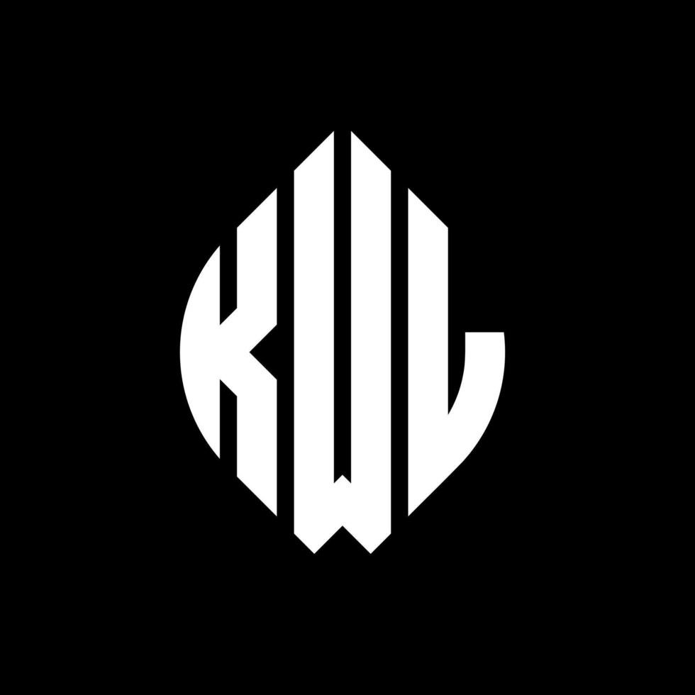 kwl-Kreisbuchstaben-Logo-Design mit Kreis- und Ellipsenform. kwl Ellipsenbuchstaben mit typografischem Stil. Die drei Initialen bilden ein Kreislogo. kwl-Kreis-Emblem abstrakter Monogramm-Buchstaben-Markierungsvektor. vektor