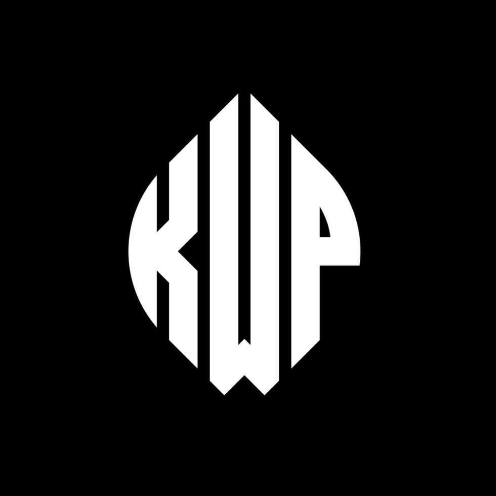 kwp cirkelbokstavslogotypdesign med cirkel och ellipsform. kwp ellipsbokstäver med typografisk stil. de tre initialerna bildar en cirkellogotyp. kwp cirkel emblem abstrakt monogram bokstav märke vektor. vektor