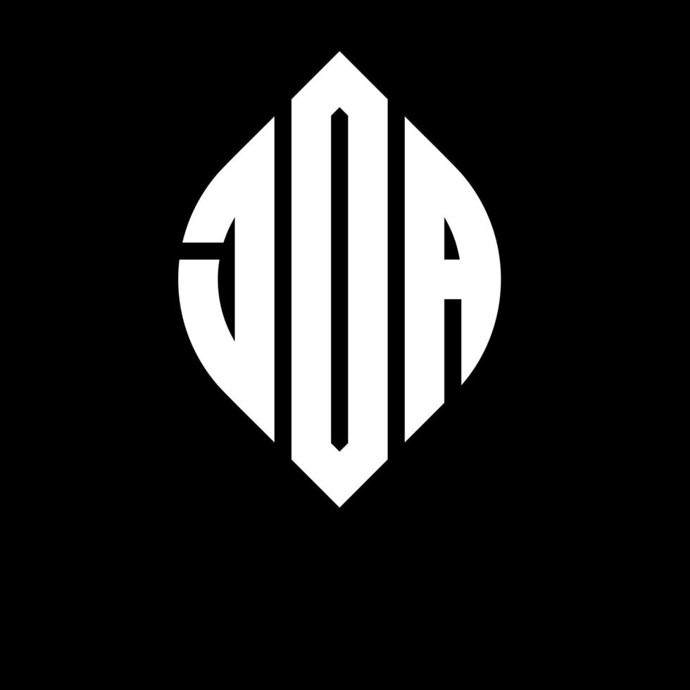 JDA-Kreisbuchstaben-Logo-Design mit Kreis- und Ellipsenform. jda Ellipsenbuchstaben mit typografischem Stil. Die drei Initialen bilden ein Kreislogo. JDA-Kreis-Emblem abstrakter Monogramm-Buchstaben-Markenvektor. vektor