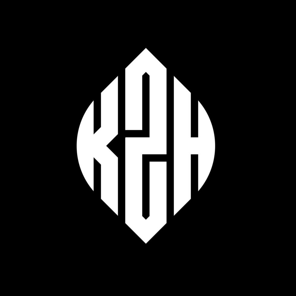 kzh-Kreisbuchstabe-Logo-Design mit Kreis- und Ellipsenform. kzh-Ellipsenbuchstaben mit typografischem Stil. Die drei Initialen bilden ein Kreislogo. kzh-Kreis-Emblem abstrakter Monogramm-Buchstaben-Markenvektor. vektor