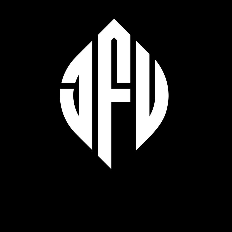 JFU-Kreisbuchstaben-Logo-Design mit Kreis- und Ellipsenform. jfu Ellipsenbuchstaben mit typografischem Stil. Die drei Initialen bilden ein Kreislogo. JFU-Kreis-Emblem abstrakter Monogramm-Buchstaben-Markierungsvektor. vektor