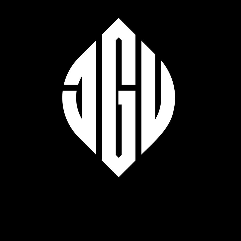 JGU-Kreisbuchstaben-Logo-Design mit Kreis- und Ellipsenform. jgu Ellipsenbuchstaben mit typografischem Stil. Die drei Initialen bilden ein Kreislogo. JGU-Kreis-Emblem abstrakter Monogramm-Buchstaben-Markenvektor. vektor