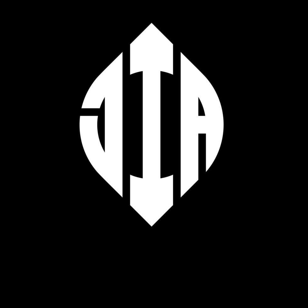 Jia Circle Letter Logo Design mit Kreis- und Ellipsenform. Jia-Ellipsenbuchstaben mit typografischem Stil. Die drei Initialen bilden ein Kreislogo. Jia-Kreis-Emblem abstrakter Monogramm-Buchstaben-Markierungsvektor. vektor
