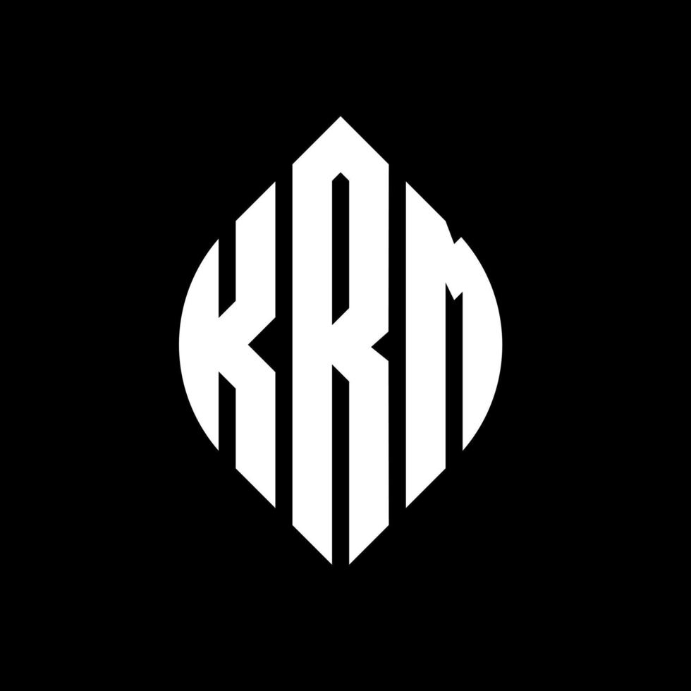 krm cirkelbokstavslogotypdesign med cirkel och ellipsform. krm ellipsbokstäver med typografisk stil. de tre initialerna bildar en cirkellogotyp. krm cirkel emblem abstrakt monogram bokstav märke vektor. vektor