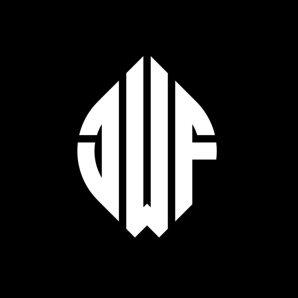 jwf-Kreisbuchstaben-Logo-Design mit Kreis- und Ellipsenform. jwf Ellipsenbuchstaben mit typografischem Stil. Die drei Initialen bilden ein Kreislogo. jwf Kreisemblem abstrakter Monogramm-Buchstabenmarkierungsvektor. vektor