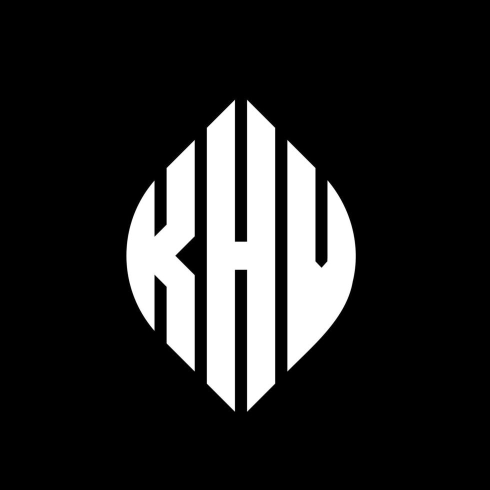 khv-Kreisbuchstaben-Logo-Design mit Kreis- und Ellipsenform. khv Ellipsenbuchstaben mit typografischem Stil. Die drei Initialen bilden ein Kreislogo. khv-Kreis-Emblem abstrakter Monogramm-Buchstaben-Markierungsvektor. vektor