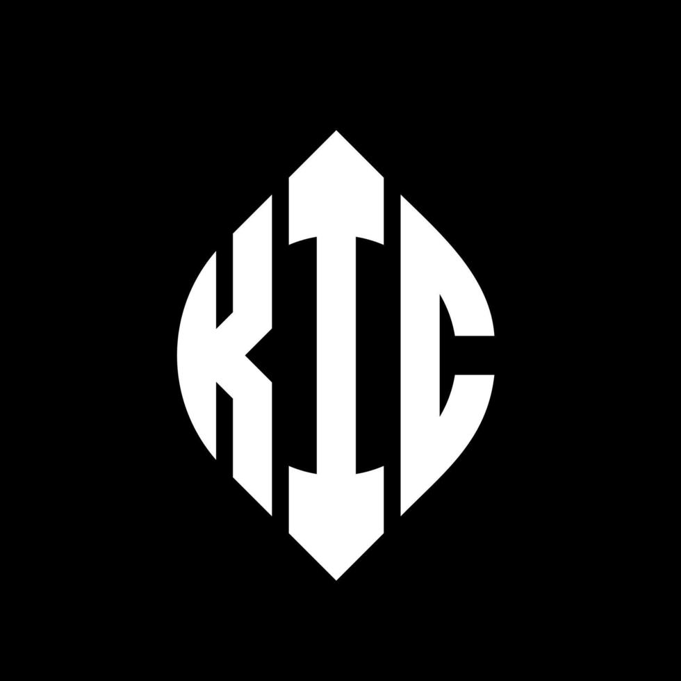 kic-Kreis-Buchstaben-Logo-Design mit Kreis- und Ellipsenform. kic ellipsenbuchstaben mit typografischem stil. Die drei Initialen bilden ein Kreislogo. Kic-Kreis-Emblem abstrakter Monogramm-Buchstaben-Markierungsvektor. vektor