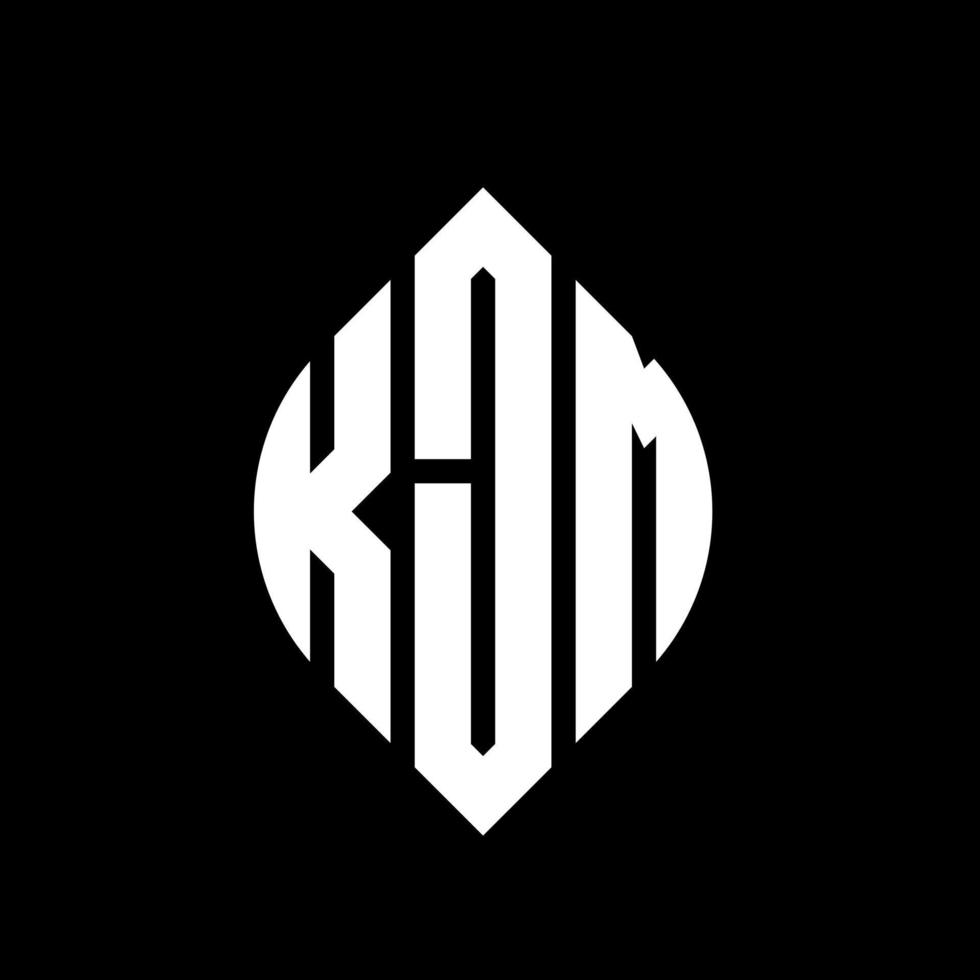 kjm-Kreis-Buchstaben-Logo-Design mit Kreis- und Ellipsenform. kjm Ellipsenbuchstaben mit typografischem Stil. Die drei Initialen bilden ein Kreislogo. kjm Kreisemblem abstrakter Monogramm-Buchstabenmarkierungsvektor. vektor