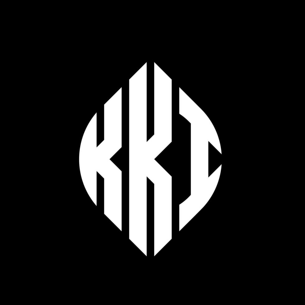 kki-Kreis-Buchstaben-Logo-Design mit Kreis- und Ellipsenform. kki Ellipsenbuchstaben mit typografischem Stil. Die drei Initialen bilden ein Kreislogo. Kki-Kreis-Emblem abstrakter Monogramm-Buchstaben-Markierungsvektor. vektor