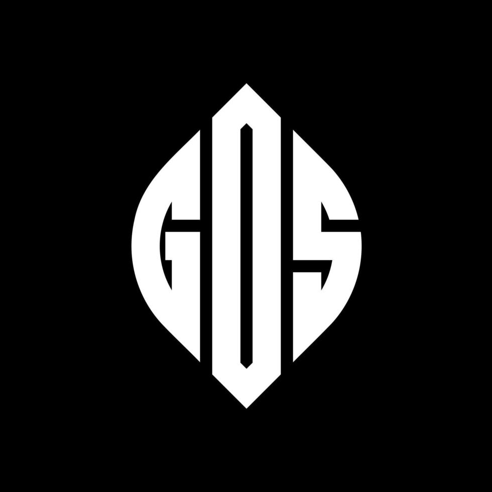 Gos Circle Letter Logo Design mit Kreis- und Ellipsenform. Gos Ellipsenbuchstaben mit typografischem Stil. Die drei Initialen bilden ein Kreislogo. Gos Circle Emblem abstrakter Monogramm-Buchstabenmarkierungsvektor. vektor