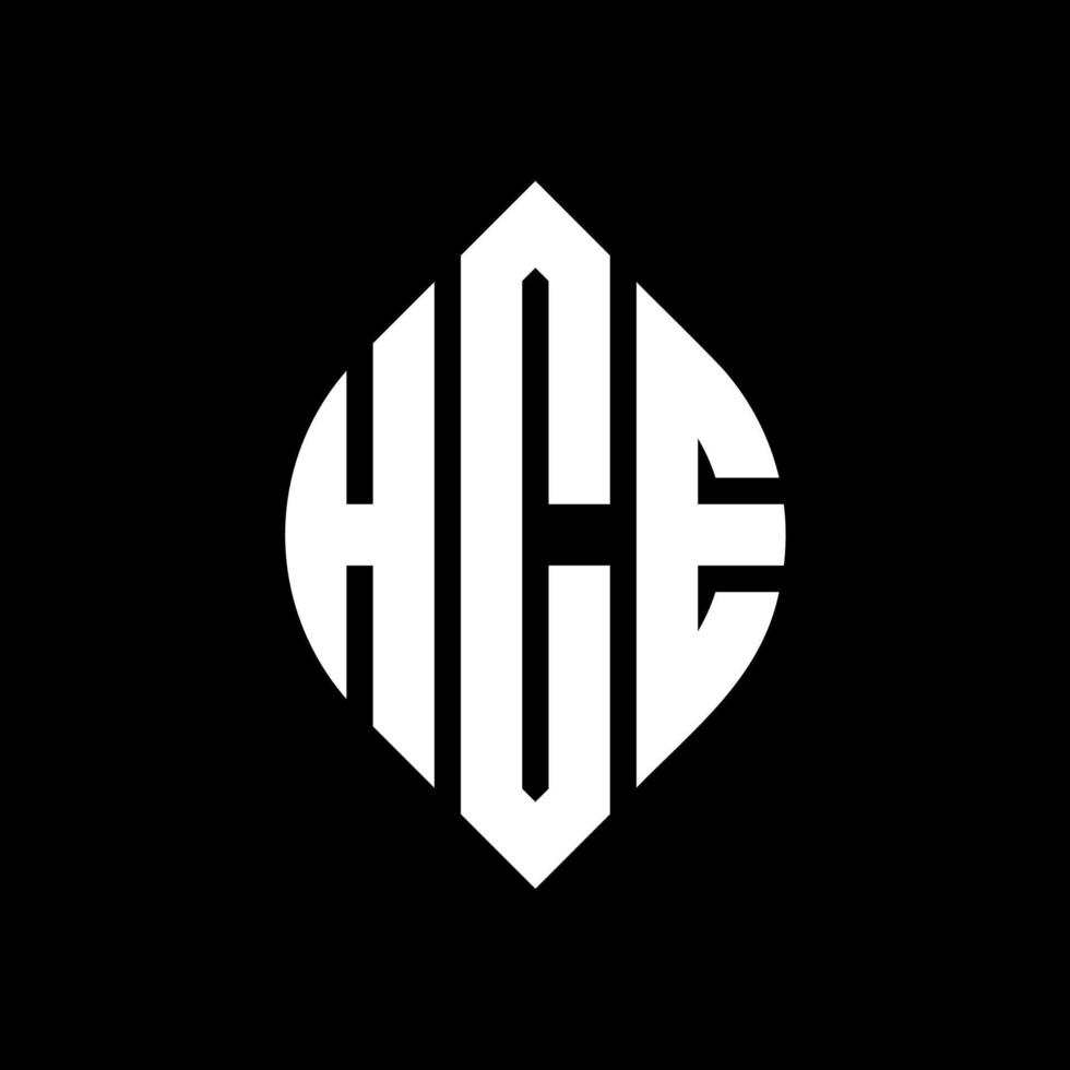 HCE-Kreisbuchstaben-Logo-Design mit Kreis- und Ellipsenform. hce Ellipsenbuchstaben mit typografischem Stil. Die drei Initialen bilden ein Kreislogo. hce Kreisemblem abstrakter Monogramm-Buchstabenmarkierungsvektor. vektor