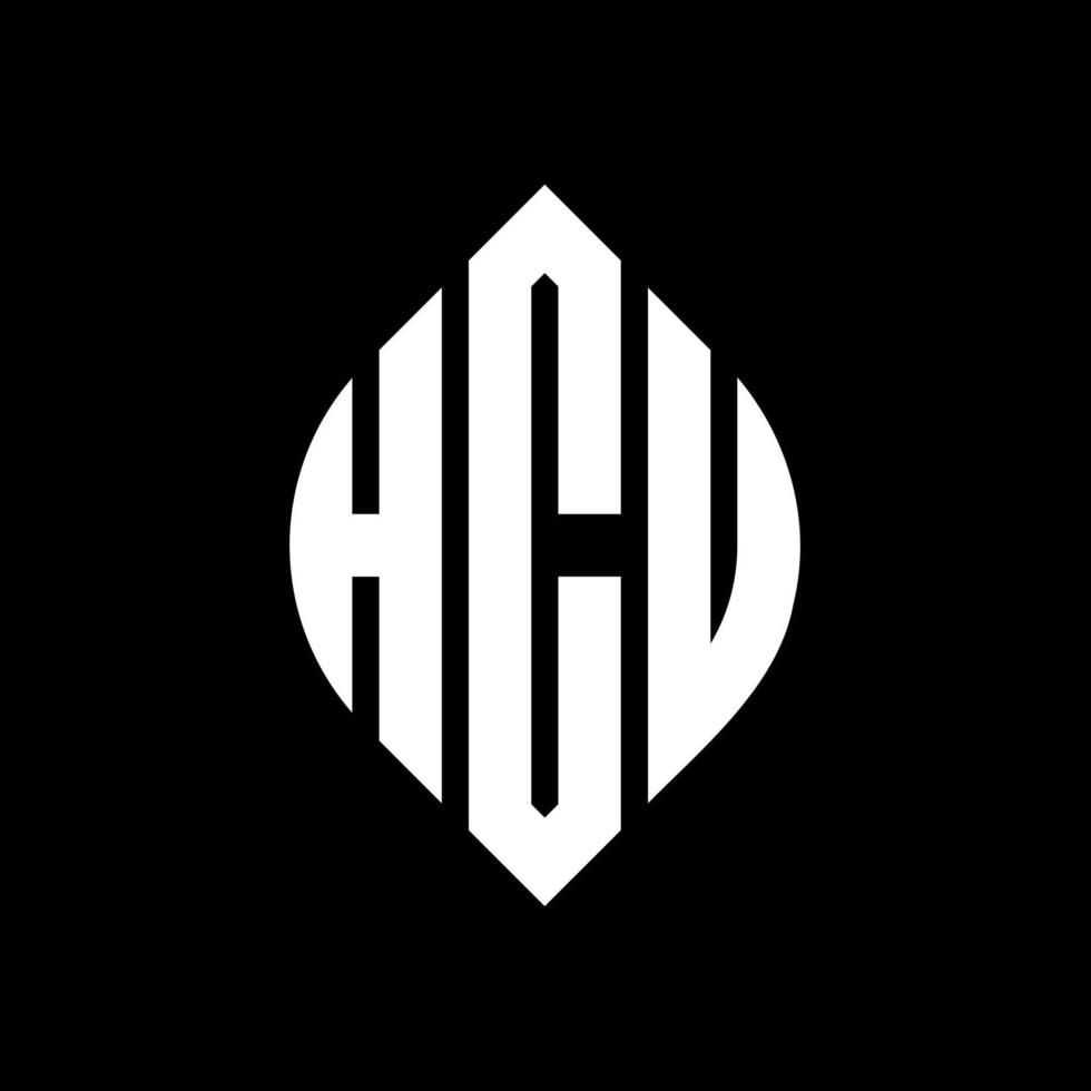 hcu-Kreisbuchstaben-Logo-Design mit Kreis- und Ellipsenform. hcu ellipsenbuchstaben mit typografischem stil. Die drei Initialen bilden ein Kreislogo. hcu-Kreis-Emblem abstrakter Monogramm-Buchstaben-Markenvektor. vektor