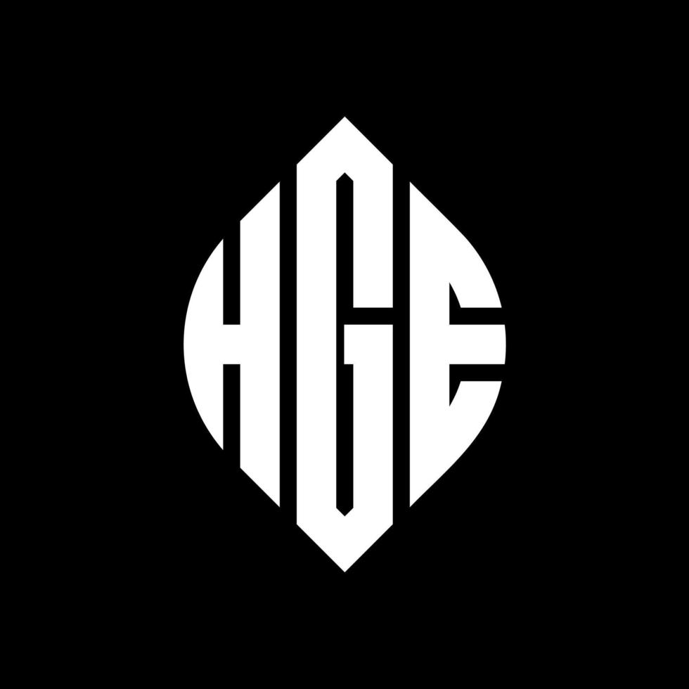 HGE-Kreisbuchstaben-Logo-Design mit Kreis- und Ellipsenform. Große Ellipsenbuchstaben mit typografischem Stil. Die drei Initialen bilden ein Kreislogo. HGE-Kreis-Emblem abstrakter Monogramm-Buchstaben-Markenvektor. vektor