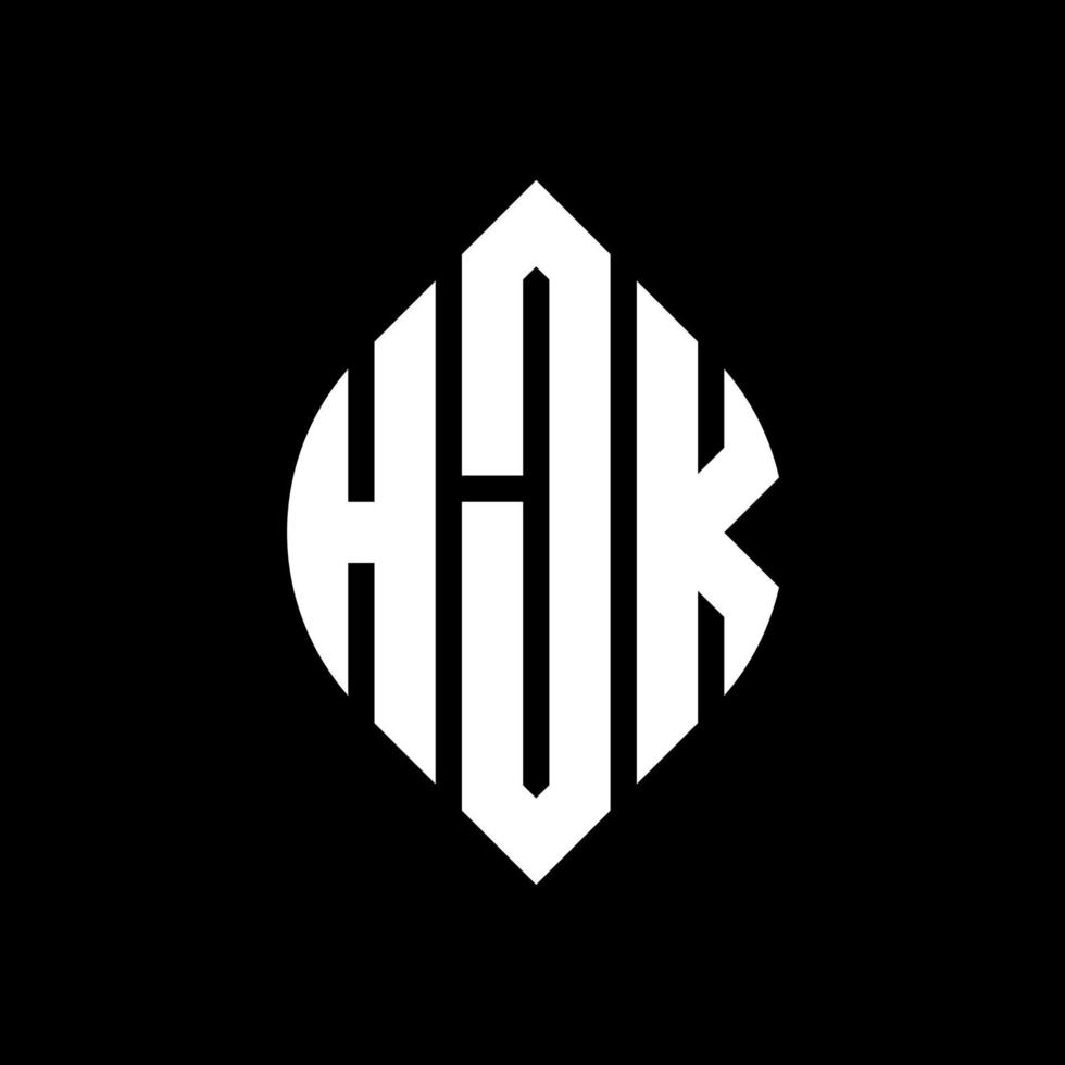 hjk cirkel bokstavslogotyp design med cirkel och ellipsform. hjk ellipsbokstäver med typografisk stil. de tre initialerna bildar en cirkellogotyp. hjk cirkel emblem abstrakt monogram bokstaven märke vektor. vektor