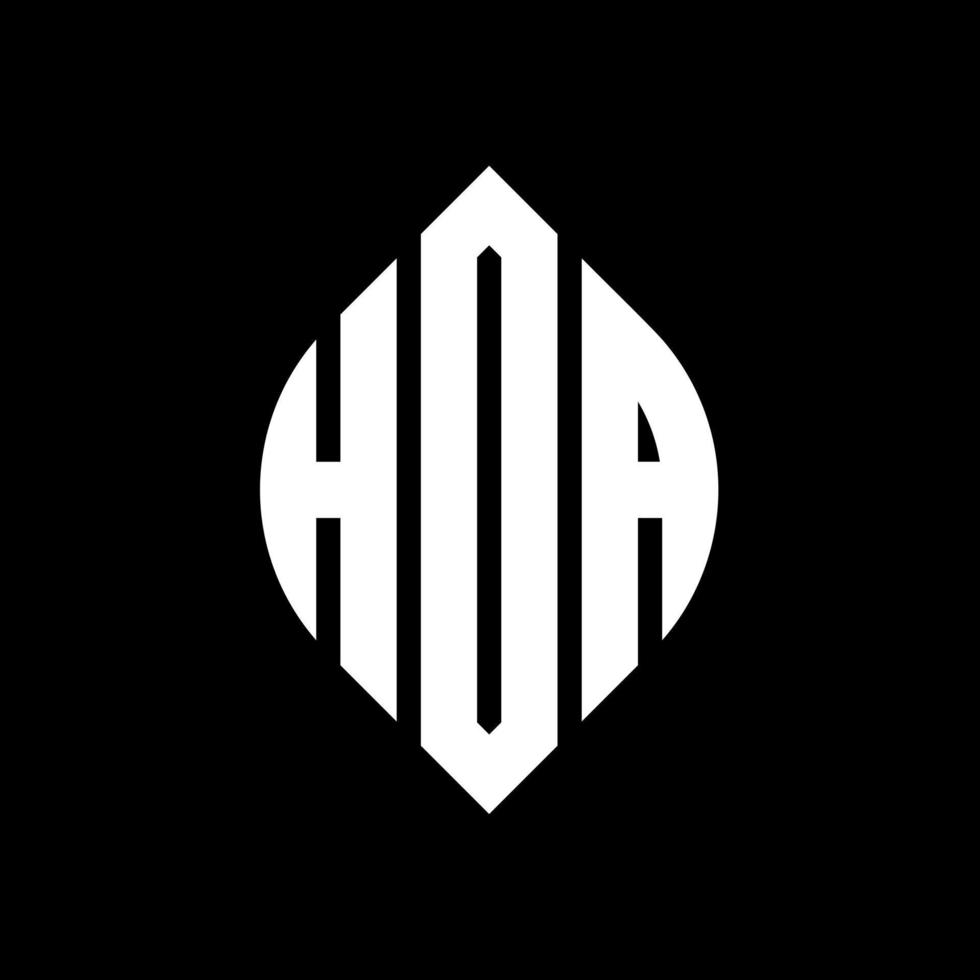 Hoa-Kreis-Buchstaben-Logo-Design mit Kreis- und Ellipsenform. hoa ellipsenbuchstaben mit typografischem stil. Die drei Initialen bilden ein Kreislogo. Hoa-Kreis-Emblem abstrakter Monogramm-Buchstaben-Markierungsvektor. vektor