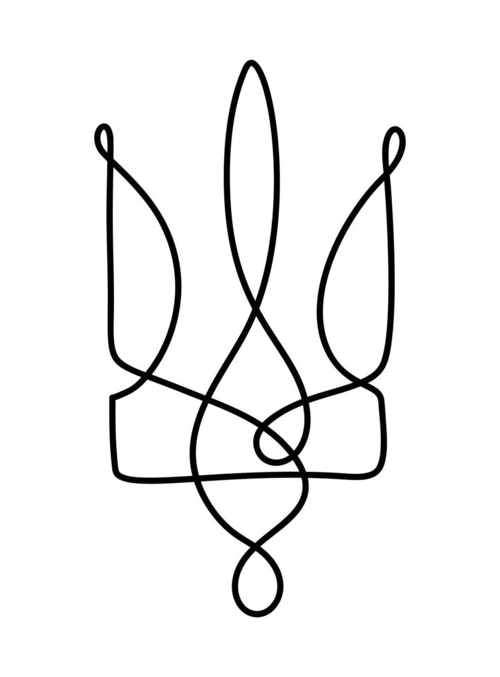 nationella ukrainska symbol treudden ikon. vektor handritad kalligrafi ukrainska statens vapen emblem svart färg illustration platt stil bild