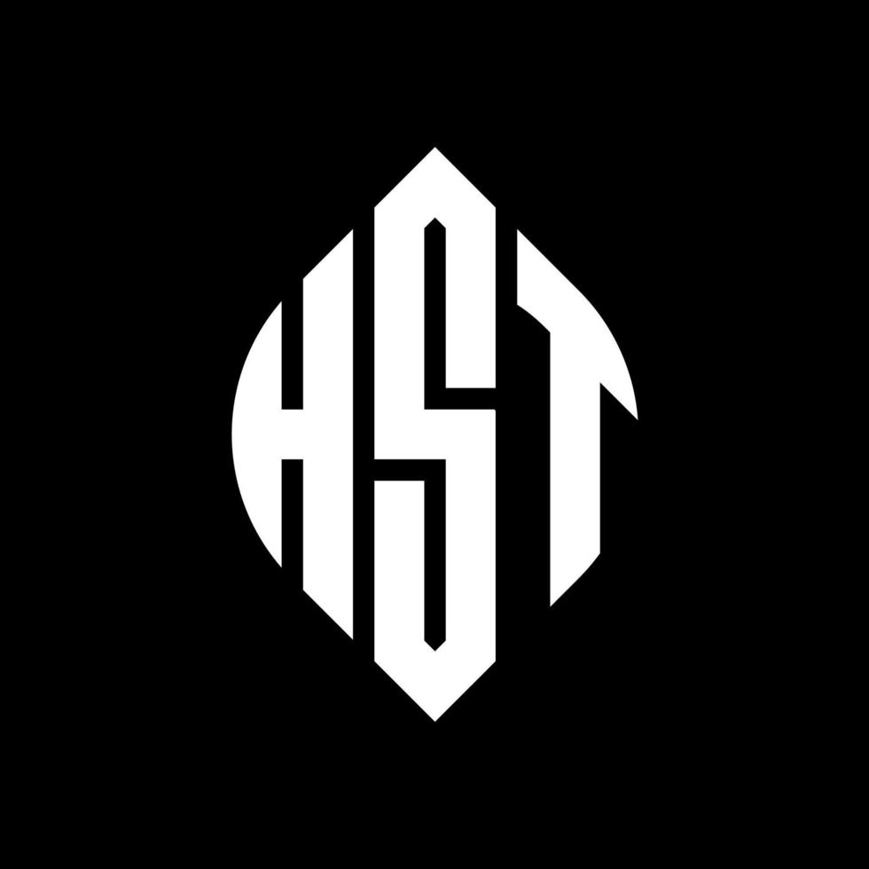 hst-Kreis-Buchstaben-Logo-Design mit Kreis- und Ellipsenform. hst Ellipsenbuchstaben mit typografischem Stil. Die drei Initialen bilden ein Kreislogo. HST-Kreis-Emblem abstrakter Monogramm-Buchstaben-Markenvektor. vektor