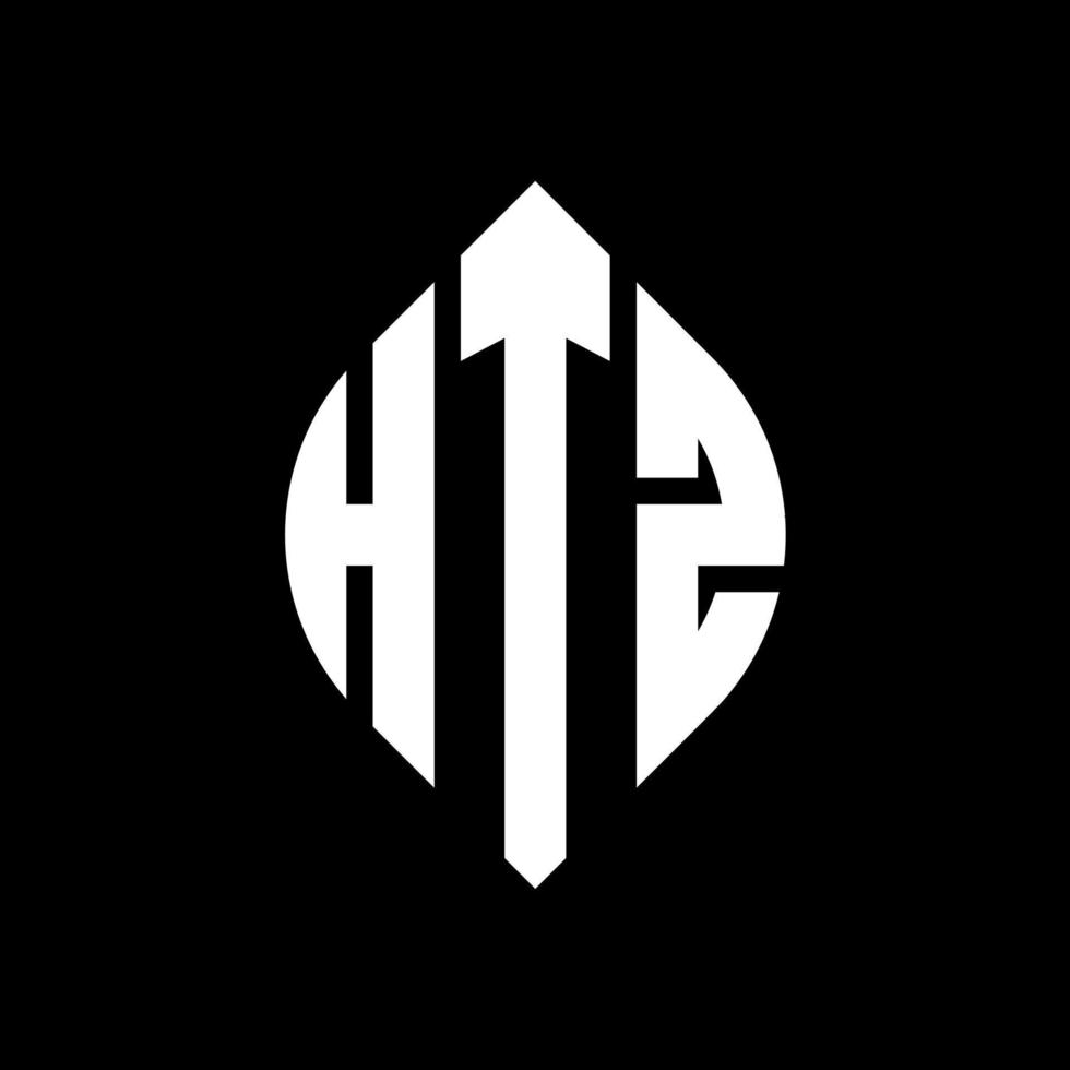 htz-Kreisbuchstaben-Logo-Design mit Kreis- und Ellipsenform. htz Ellipsenbuchstaben mit typografischem Stil. Die drei Initialen bilden ein Kreislogo. Htz-Kreis-Emblem abstrakter Monogramm-Buchstaben-Markenvektor. vektor