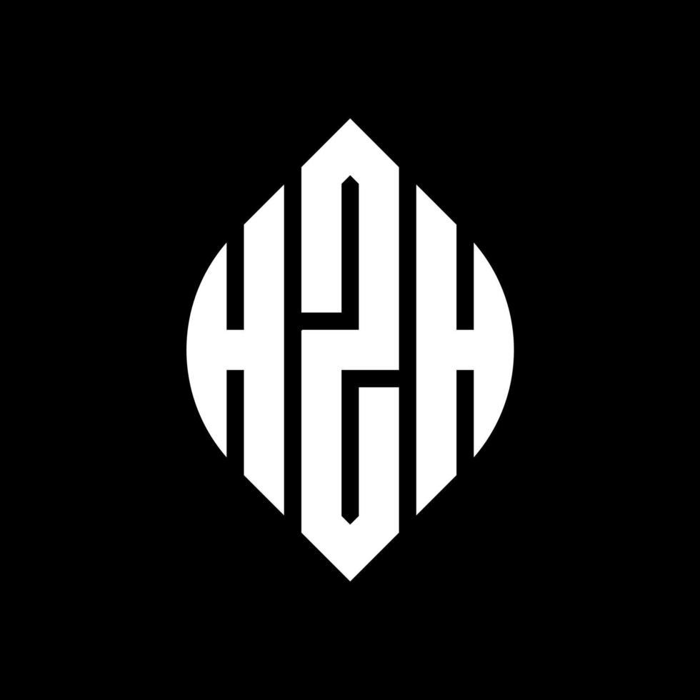 hzh cirkelbokstavslogotypdesign med cirkel och ellipsform. hzh ellipsbokstäver med typografisk stil. de tre initialerna bildar en cirkellogotyp. hzh cirkel emblem abstrakt monogram bokstaven märke vektor. vektor