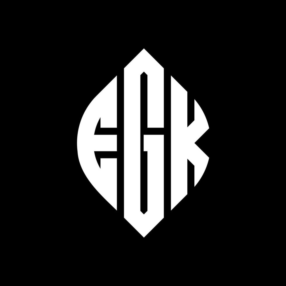 egk-Kreis-Buchstaben-Logo-Design mit Kreis- und Ellipsenform. egk ellipsenbuchstaben mit typografischem stil. Die drei Initialen bilden ein Kreislogo. eikreisemblem abstrakter monogrammbuchstabemarkierungsvektor. vektor