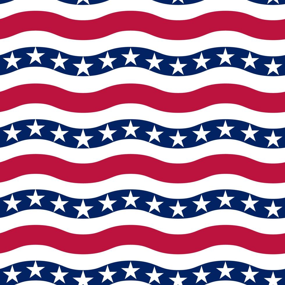 den 4 juli sömlösa mönster, USA:s självständighetsdag, stjärnor och ränder vektor