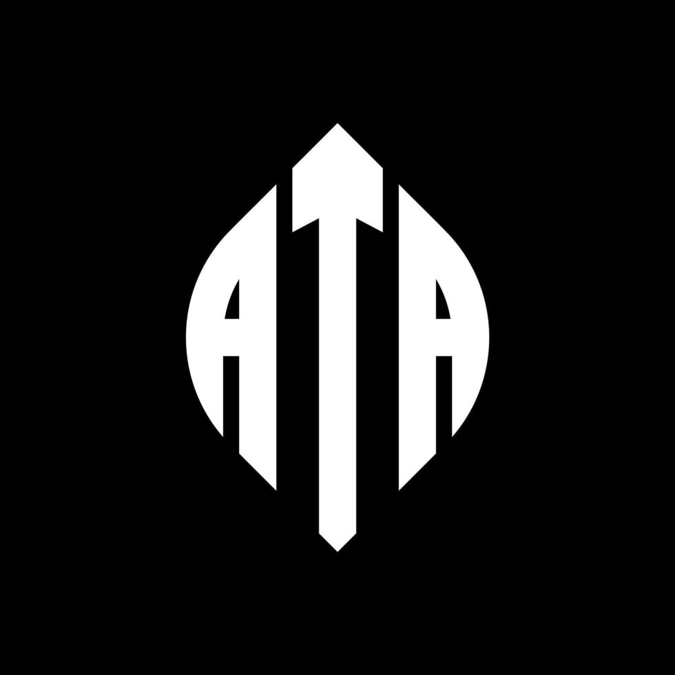 ata-Kreis-Buchstaben-Logo-Design mit Kreis- und Ellipsenform. ata ellipsenbuchstaben mit typografischem stil. Die drei Initialen bilden ein Kreislogo. ata-Kreis-Emblem abstrakter Monogramm-Buchstaben-Markierungsvektor. vektor