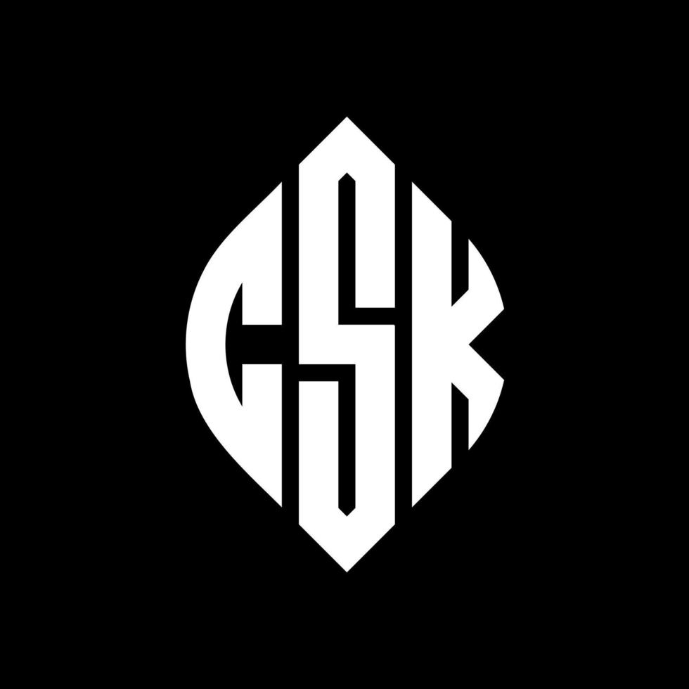 csk cirkel bokstavslogotyp design med cirkel och ellipsform. csk ellipsbokstäver med typografisk stil. de tre initialerna bildar en cirkellogotyp. csk cirkel emblem abstrakt monogram bokstav märke vektor. vektor