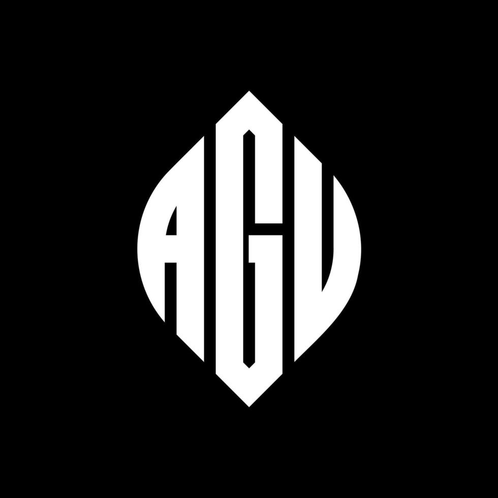 agu-Kreis-Buchstaben-Logo-Design mit Kreis- und Ellipsenform. Agu-Ellipsenbuchstaben mit typografischem Stil. Die drei Initialen bilden ein Kreislogo. Agu-Kreis-Emblem abstrakter Monogramm-Buchstaben-Markierungsvektor. vektor