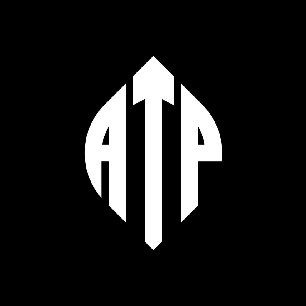 atp-Kreisbuchstaben-Logo-Design mit Kreis- und Ellipsenform. atp-ellipsenbuchstaben mit typografischem stil. Die drei Initialen bilden ein Kreislogo. ATP-Kreis-Emblem abstrakter Monogramm-Buchstaben-Markierungsvektor. vektor