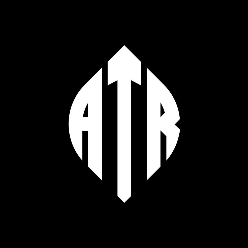 atr-Kreisbuchstaben-Logo-Design mit Kreis- und Ellipsenform. atr ellipsenbuchstaben mit typografischem stil. Die drei Initialen bilden ein Kreislogo. atr-Kreis-Emblem abstrakter Monogramm-Buchstaben-Markierungsvektor. vektor