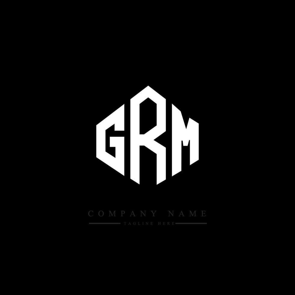 grm bokstav logo design med polygon form. grm polygon och kubform logotypdesign. grm hexagon vektor logotyp mall vita och svarta färger. grm monogram, affärs- och fastighetslogotyp.