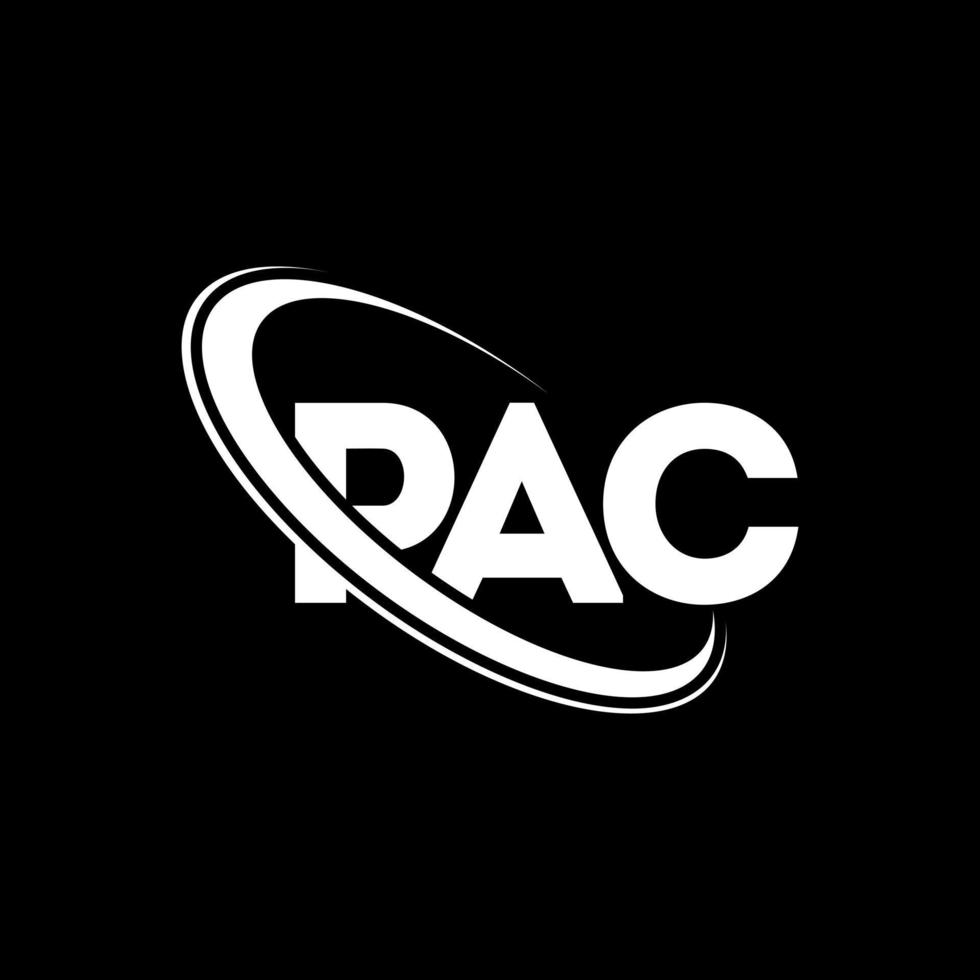 pac-Logo. pac-Brief. pac-Buchstaben-Logo-Design. Initialen-Pac-Logo, verbunden mit Kreis und Monogramm-Logo in Großbuchstaben. pac-typografie für technologie-, geschäfts- und immobilienmarke. vektor