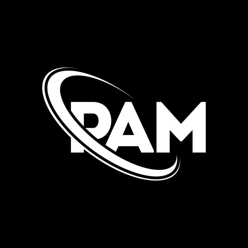 pam-Logo. Pam-Brief. Logo-Design mit Pam-Buchstaben. Initialen Pam-Logo verbunden mit Kreis und Monogramm-Logo in Großbuchstaben. pam-typografie für technologie-, geschäfts- und immobilienmarke. vektor