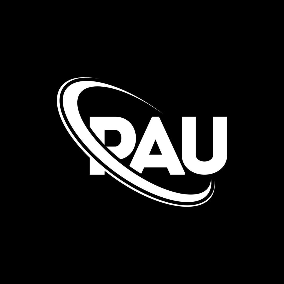 pau logotyp. pau brev. pau letter logotyp design. initialer pau logotyp länkad med cirkel och versaler monogram logotyp. pau typografi för teknik, företag och fastighetsmärke. vektor