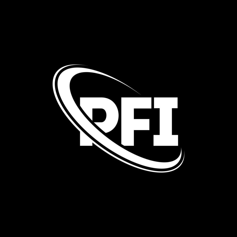 pfi logotyp. pfi brev. pfi brev logotyp design. initialer pfi logotyp länkad med cirkel och versaler monogram logotyp. pfi-typografi för varumärket teknik, företag och fastigheter. vektor