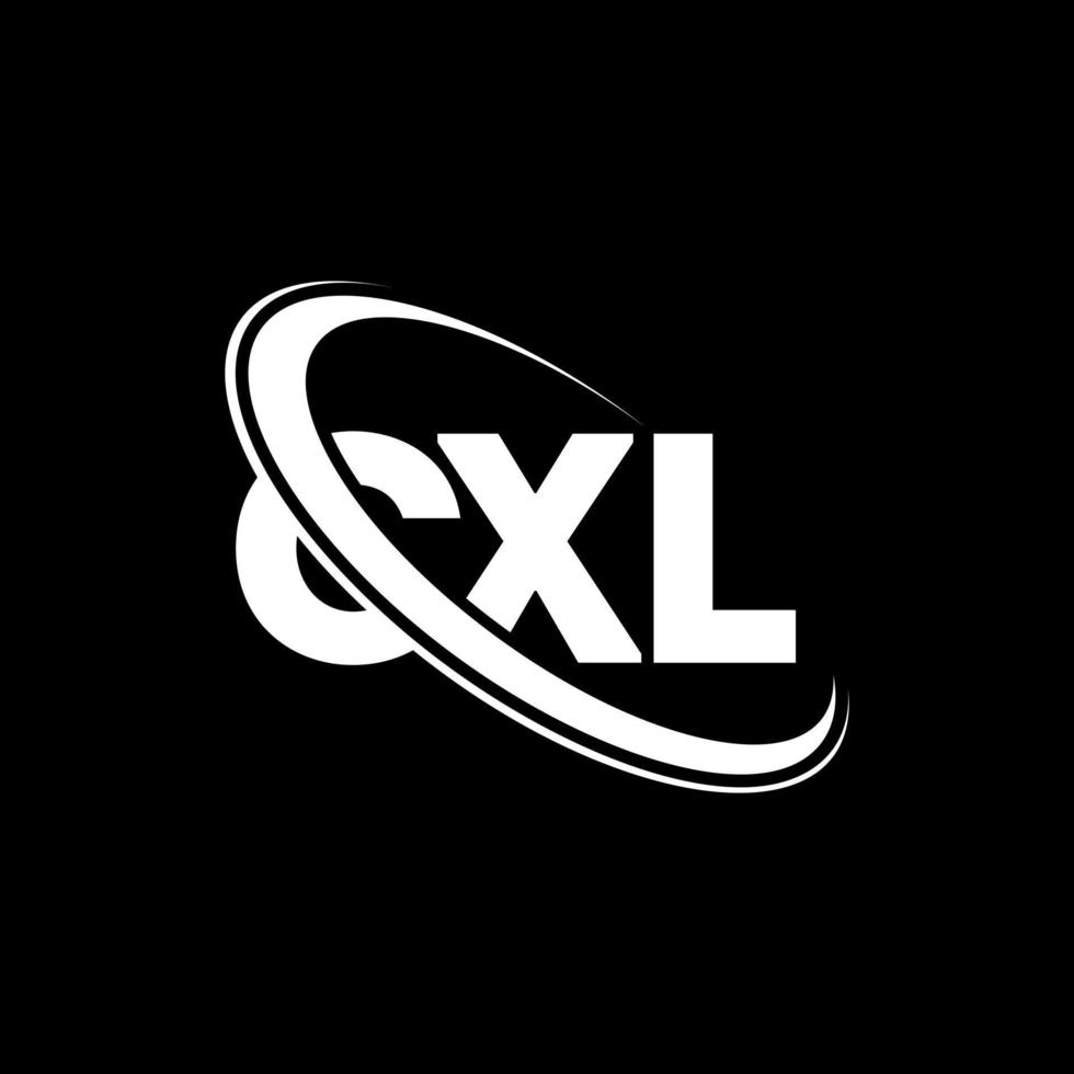 cxl-Logo. cxl-Brief. cxl-Buchstaben-Logo-Design. CXL-Logo mit Initialen, verbunden mit Kreis und Monogramm-Logo in Großbuchstaben. CXL-Typografie für Technologie-, Geschäfts- und Immobilienmarken. vektor