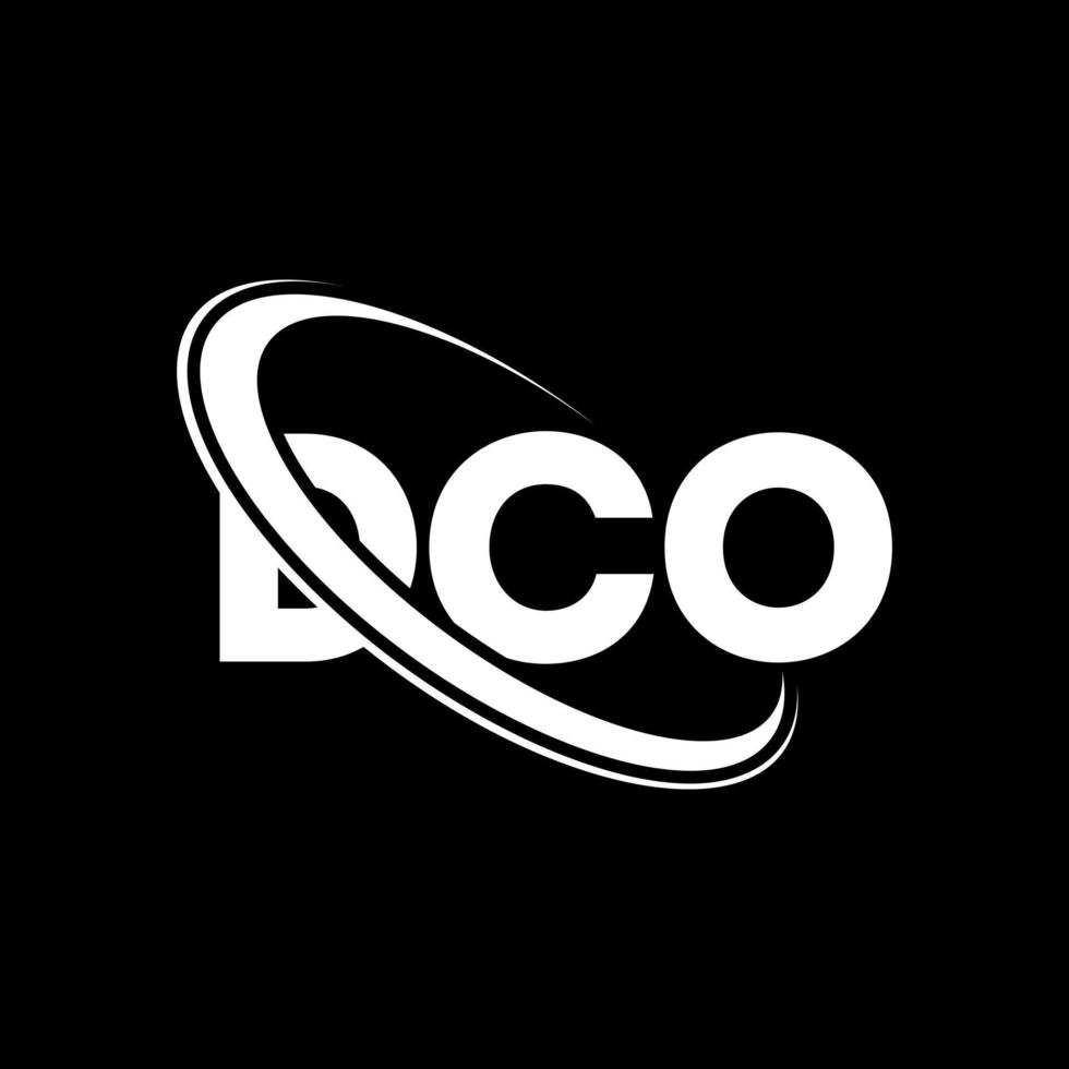 dco logotyp. dco brev. dco brev logotyp design. initialer dco logotyp länkad med cirkel och versaler monogram logotyp. dco typografi för teknik, företag och fastighetsmärke. vektor