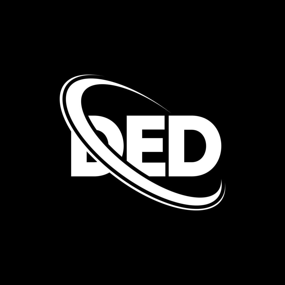 ded-Logo. Brief. Logo-Design mit Buchstaben. Initialen-Ded-Logo, verbunden mit Kreis und Monogramm-Logo in Großbuchstaben. dedizierte Typografie für Technologie-, Geschäfts- und Immobilienmarken. vektor