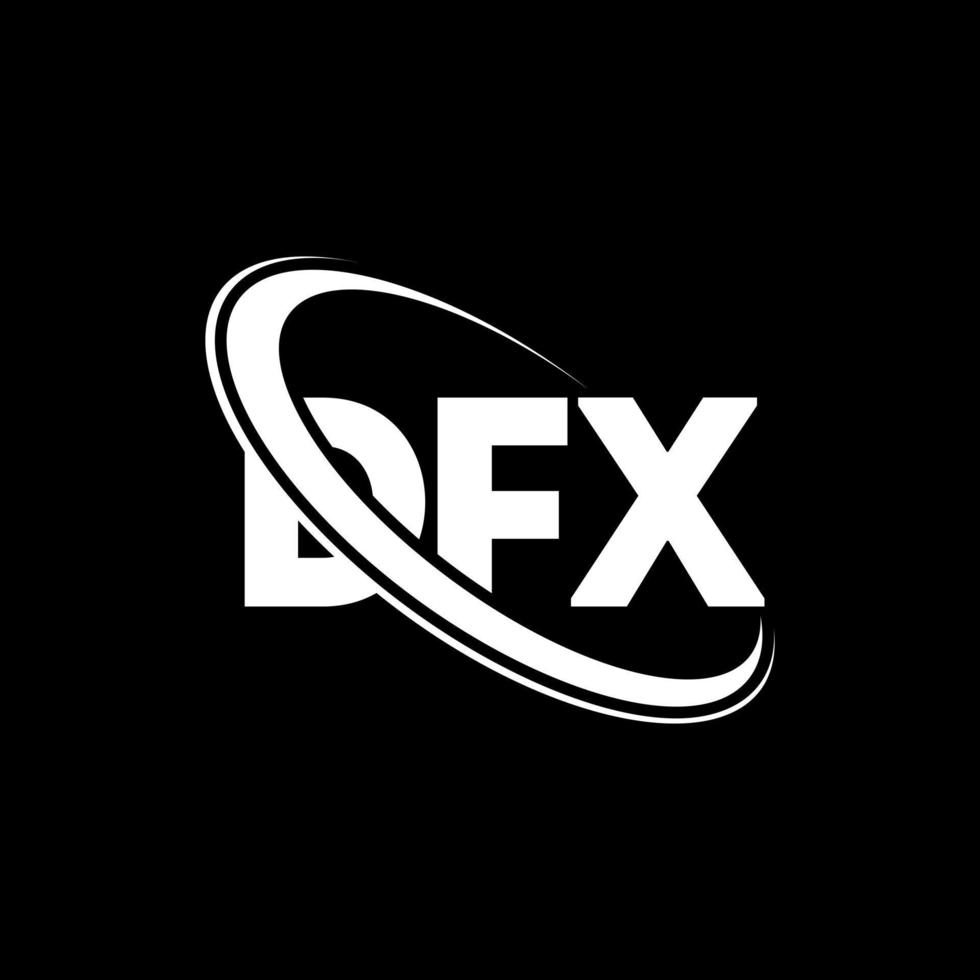 dfx-Logo. dfx-Brief. dfx-Brief-Logo-Design. Initialen-dfx-Logo, verbunden mit Kreis und Monogramm-Logo in Großbuchstaben. dfx-Typografie für Technologie-, Geschäfts- und Immobilienmarken. vektor