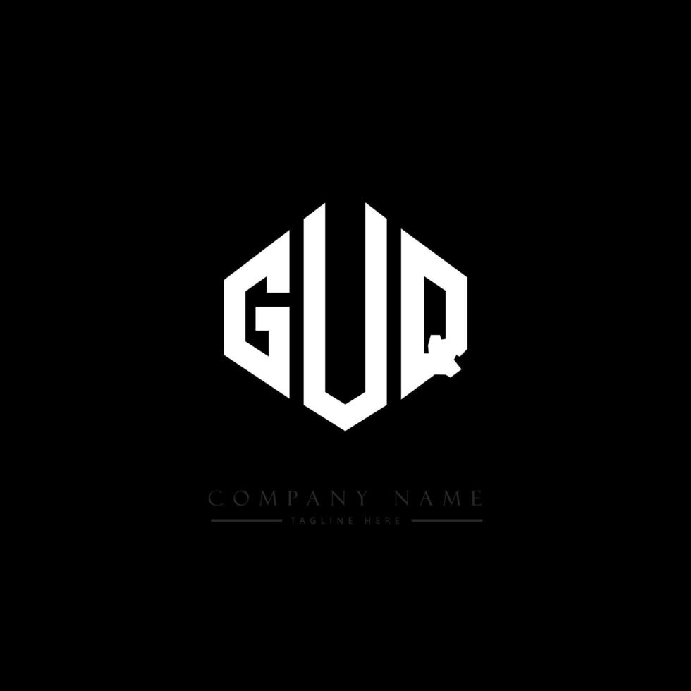 guq letter logotyp design med polygon form. guq polygon och kubform logotypdesign. guq hexagon vektor logotyp mall vita och svarta färger. guq monogram, affärs- och fastighetslogotyp.