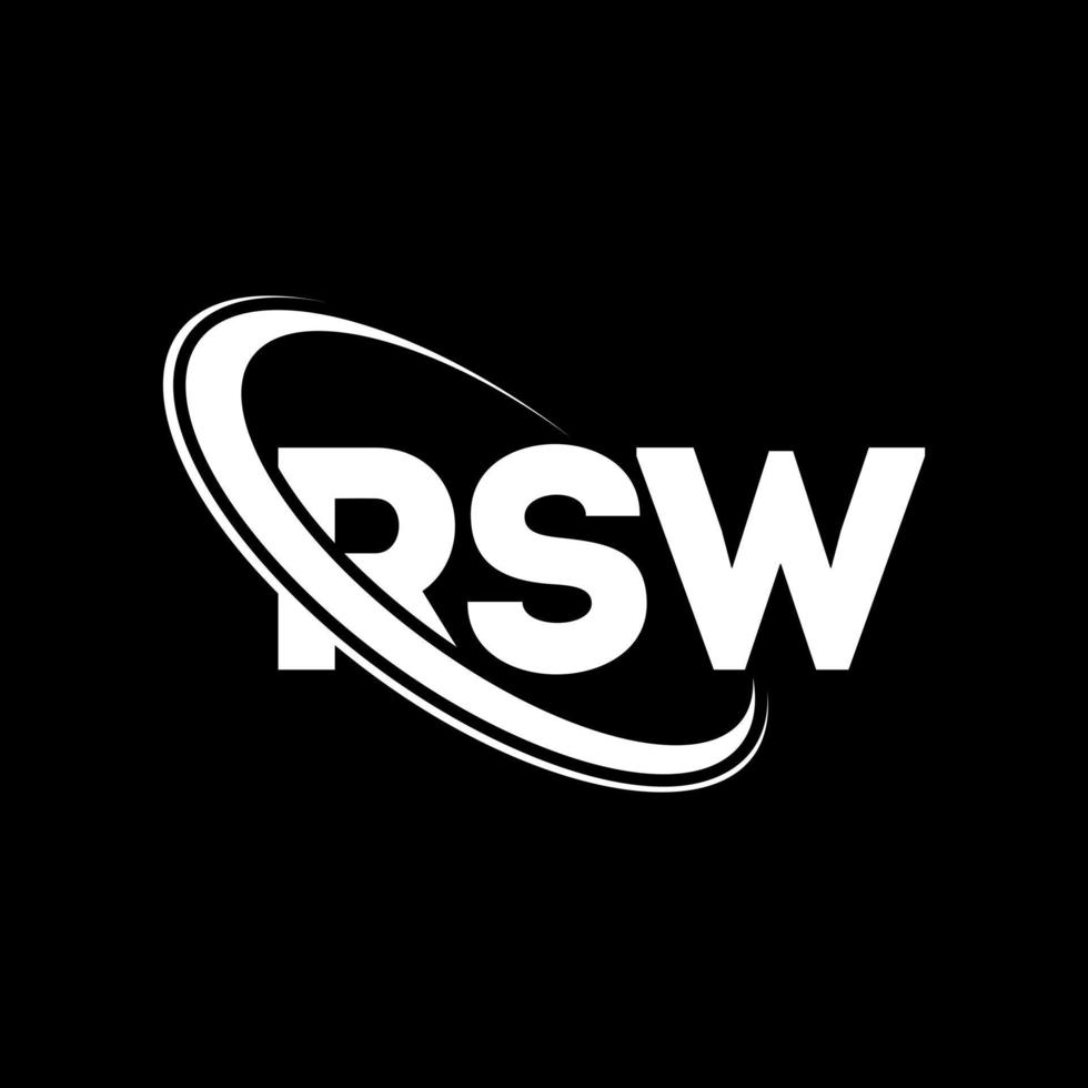 rsw-Logo. rsw-Brief. rsw-Buchstaben-Logo-Design. Initialen rsw-Logo verbunden mit Kreis und Monogramm-Logo in Großbuchstaben. rsw-typografie für technologie-, geschäfts- und immobilienmarke. vektor