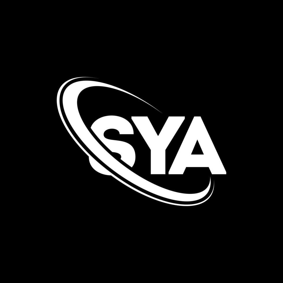 Sya-Logo. ja Brief. Sya-Brief-Logo-Design. Initialen Sya-Logo, verbunden mit Kreis und Monogramm-Logo in Großbuchstaben. sya typografie für technologie-, geschäfts- und immobilienmarke. vektor