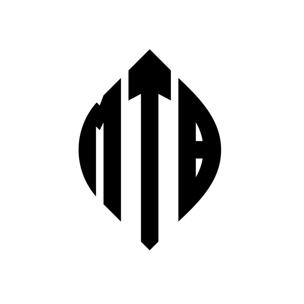 MTB-Kreisbuchstaben-Logo-Design mit Kreis- und Ellipsenform. MTB-Ellipsenbuchstaben mit typografischem Stil. Die drei Initialen bilden ein Kreislogo. MTB-Kreis-Emblem abstrakter Monogramm-Buchstaben-Markierungsvektor. vektor