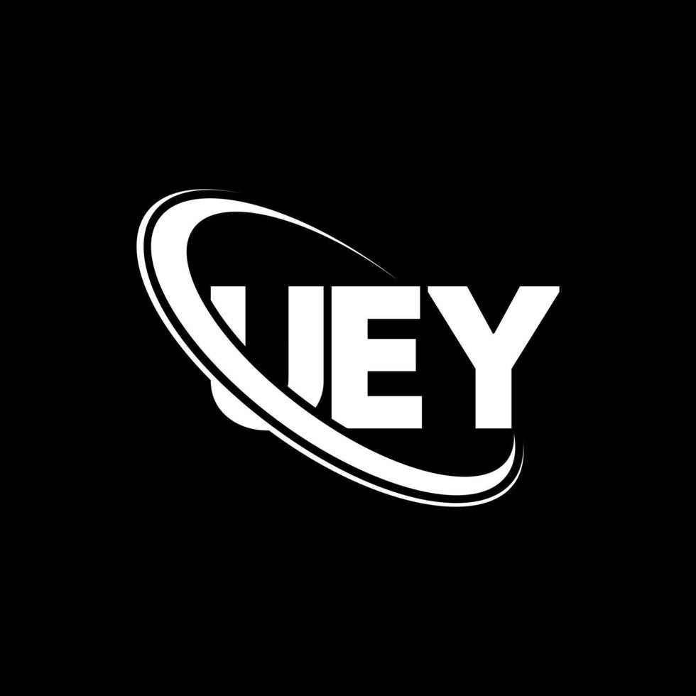 uey-Logo. ui Brief. uey-Buchstaben-Logo-Design. Uey-Logo mit Initialen, verbunden mit Kreis und Monogramm-Logo in Großbuchstaben. uey typografie für technologie-, geschäfts- und immobilienmarke. vektor