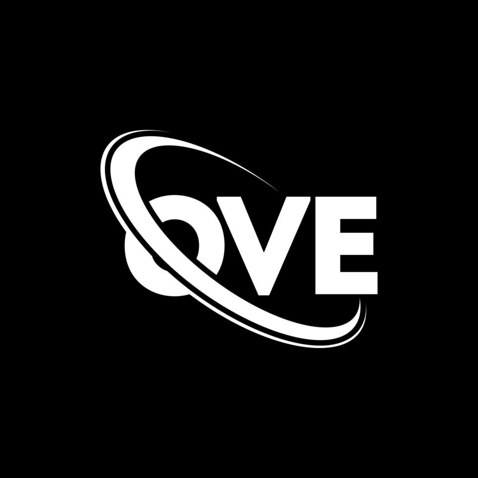 ove-Logo. Lieber Brief. ove-Buchstaben-Logo-Design. Initialen über dem Logo, verbunden mit einem Kreis und einem Monogramm-Logo in Großbuchstaben. ove-typografie für technologie-, geschäfts- und immobilienmarke. vektor